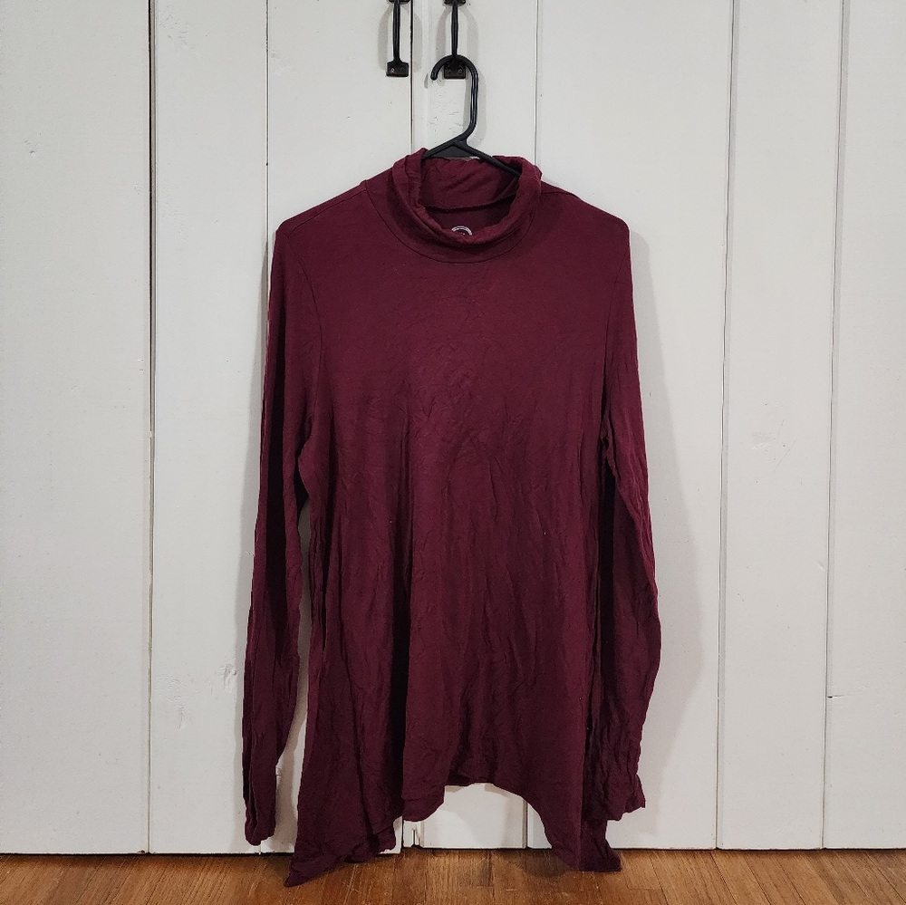 Maurices 24/7 Burgundy Flowy Turtleneck XL